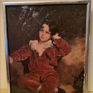 The Red Boy Charles William Lambton Oil on Canvas Reproduction Metal Frame Vntg